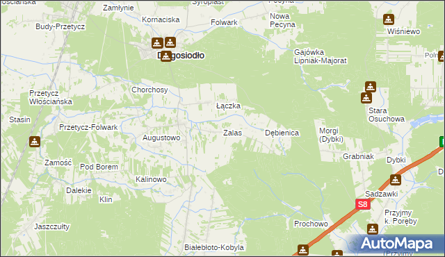 mapa Zalas gmina Długosiodło, Zalas gmina Długosiodło na mapie Targeo