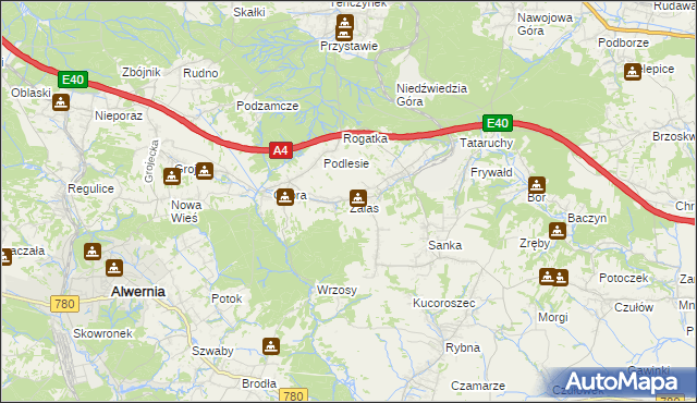 mapa Zalas gmina Krzeszowice, Zalas gmina Krzeszowice na mapie Targeo