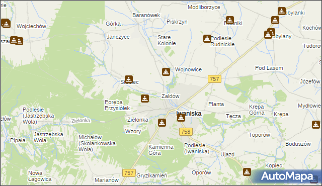 mapa Zaldów, Zaldów na mapie Targeo