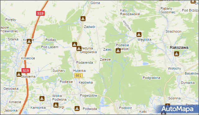 mapa Zalesie gmina Czarna, Zalesie gmina Czarna na mapie Targeo