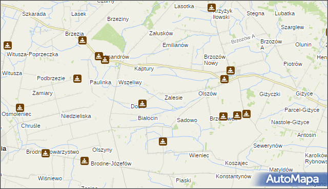 mapa Zalesie gmina Iłów, Zalesie gmina Iłów na mapie Targeo