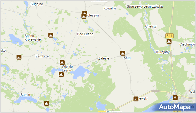 mapa Zalesie gmina Lidzbark, Zalesie gmina Lidzbark na mapie Targeo