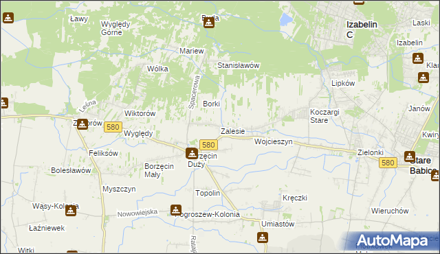 mapa Zalesie gmina Stare Babice, Zalesie gmina Stare Babice na mapie Targeo