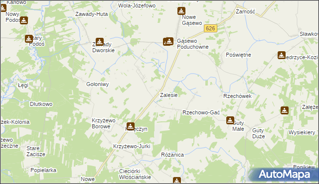 mapa Zalesie gmina Sypniewo, Zalesie gmina Sypniewo na mapie Targeo