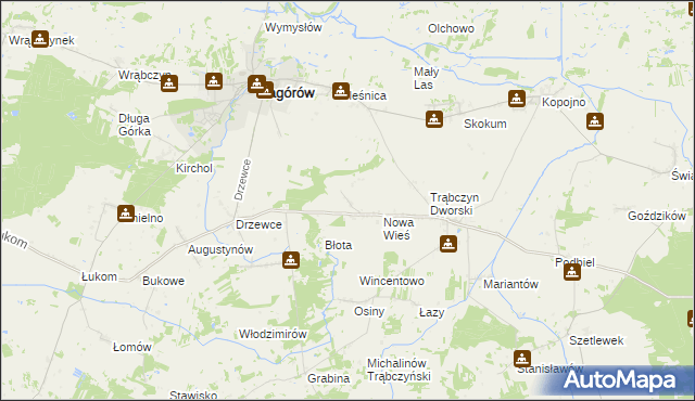 mapa Zalesie gmina Zagórów, Zalesie gmina Zagórów na mapie Targeo