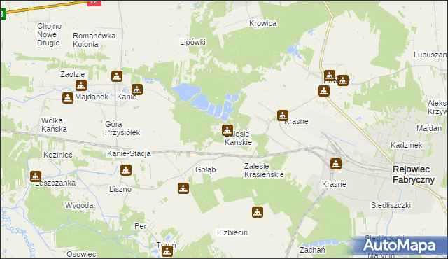 mapa Zalesie Kańskie, Zalesie Kańskie na mapie Targeo