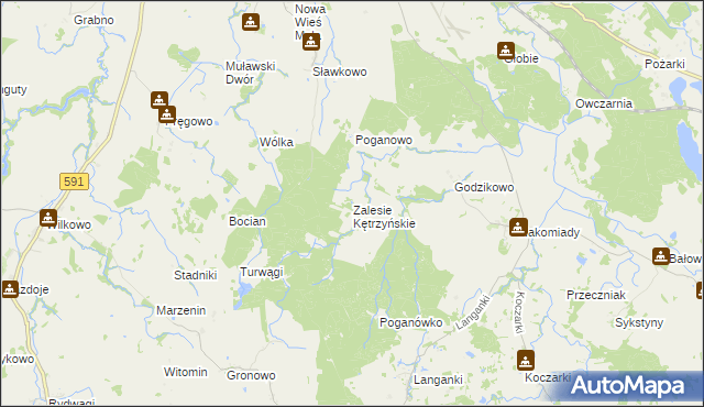 mapa Zalesie Kętrzyńskie, Zalesie Kętrzyńskie na mapie Targeo