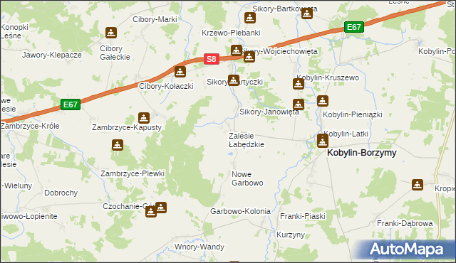 mapa Zalesie Łabędzkie, Zalesie Łabędzkie na mapie Targeo