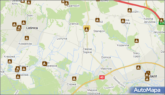 mapa Zalesie Śląskie, Zalesie Śląskie na mapie Targeo