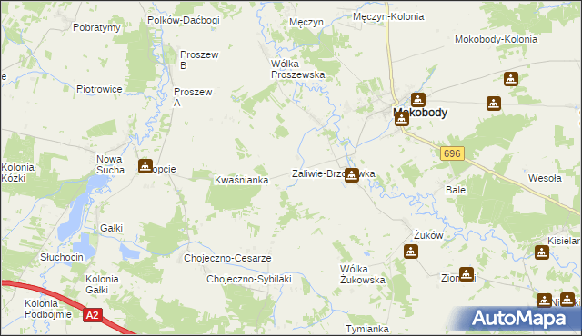 mapa Zaliwie-Brzozówka, Zaliwie-Brzozówka na mapie Targeo