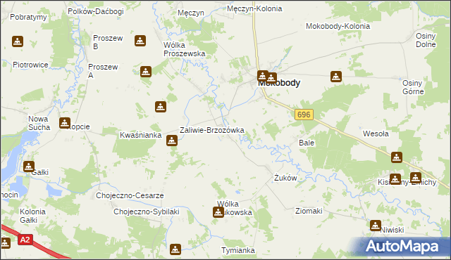 mapa Zaliwie-Piegawki, Zaliwie-Piegawki na mapie Targeo