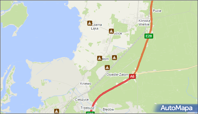 mapa Załom gmina Goleniów, Załom gmina Goleniów na mapie Targeo