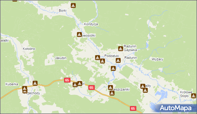 mapa Załuki gmina Gródek, Załuki gmina Gródek na mapie Targeo