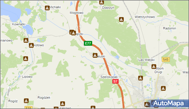 mapa Załuski gmina Nidzica, Załuski gmina Nidzica na mapie Targeo