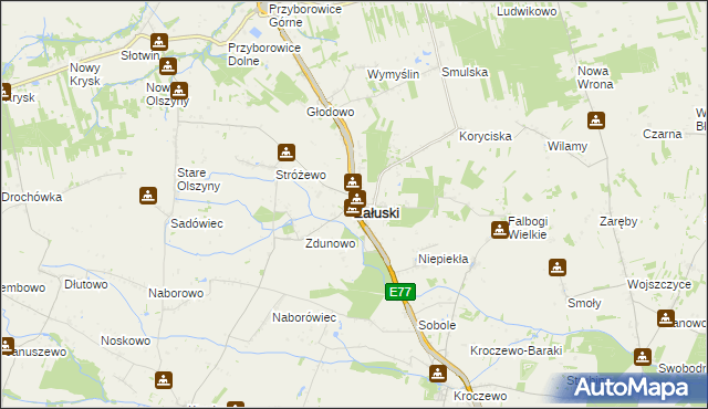 mapa Załuski powiat płoński, Załuski powiat płoński na mapie Targeo