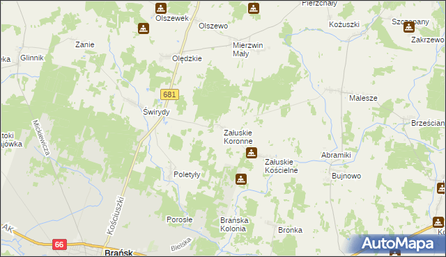 mapa Załuskie Koronne, Załuskie Koronne na mapie Targeo