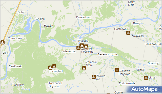 mapa Zambski Kościelne, Zambski Kościelne na mapie Targeo