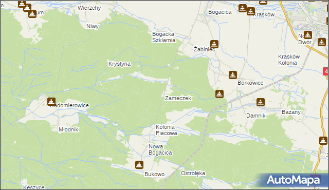 mapa Zameczek gmina Kluczbork, Zameczek gmina Kluczbork na mapie Targeo