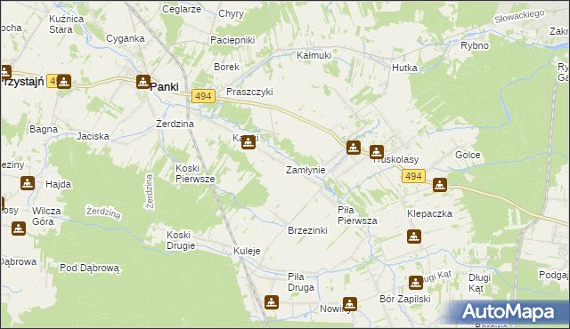 mapa Zamłynie gmina Wręczyca Wielka, Zamłynie gmina Wręczyca Wielka na mapie Targeo