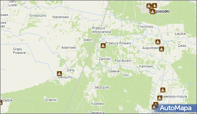 mapa Zamość gmina Długosiodło, Zamość gmina Długosiodło na mapie Targeo