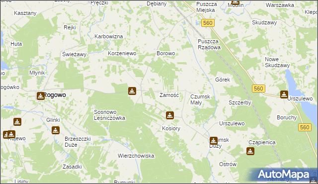 mapa Zamość gmina Rogowo, Zamość gmina Rogowo na mapie Targeo