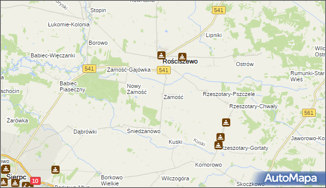 mapa Zamość gmina Rościszewo, Zamość gmina Rościszewo na mapie Targeo