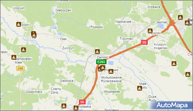 mapa Zamość gmina Szubin, Zamość gmina Szubin na mapie Targeo