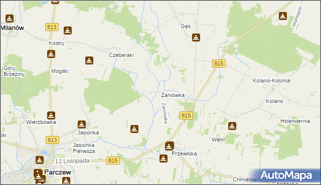 mapa Zaniówka, Zaniówka na mapie Targeo