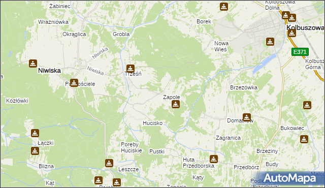 mapa Zapole gmina Niwiska, Zapole gmina Niwiska na mapie Targeo