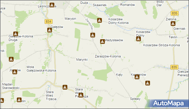 mapa Zaraszów-Kolonia, Zaraszów-Kolonia na mapie Targeo