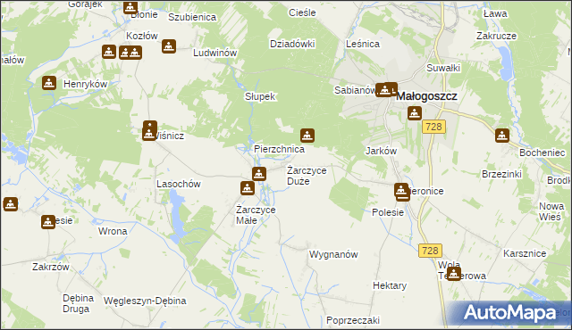 mapa Żarczyce Duże, Żarczyce Duże na mapie Targeo