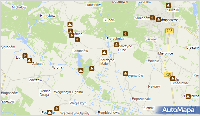 mapa Żarczyce Małe, Żarczyce Małe na mapie Targeo