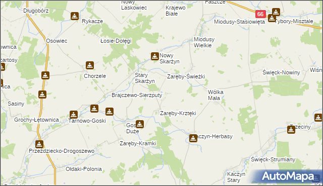 mapa Zaręby-Kromki, Zaręby-Kromki na mapie Targeo