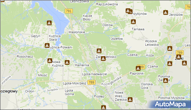 mapa Żarki-Letnisko, Żarki-Letnisko na mapie Targeo