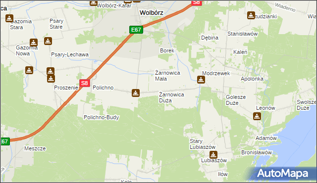 mapa Żarnowica Duża, Żarnowica Duża na mapie Targeo