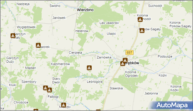 mapa Żarnówka gmina Grębków, Żarnówka gmina Grębków na mapie Targeo