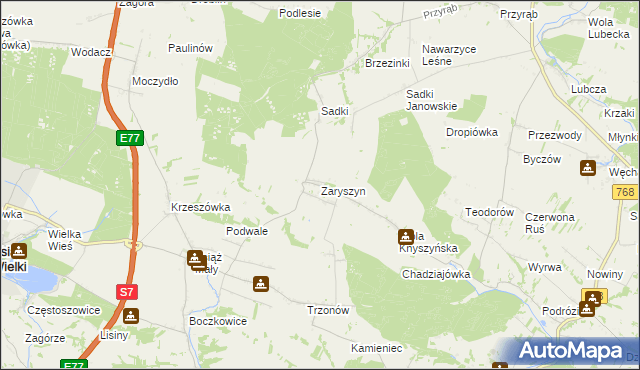 mapa Zaryszyn, Zaryszyn na mapie Targeo