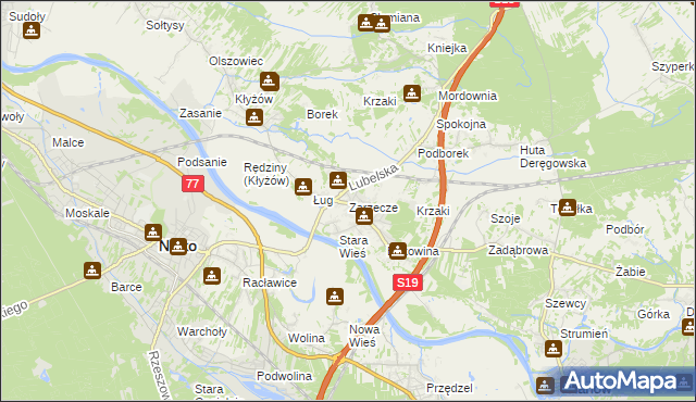 mapa Zarzecze gmina Nisko, Zarzecze gmina Nisko na mapie Targeo