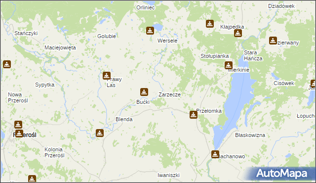 mapa Zarzecze gmina Przerośl, Zarzecze gmina Przerośl na mapie Targeo