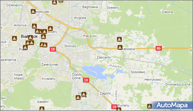 mapa Zaścianki gmina Supraśl, Zaścianki gmina Supraśl na mapie Targeo