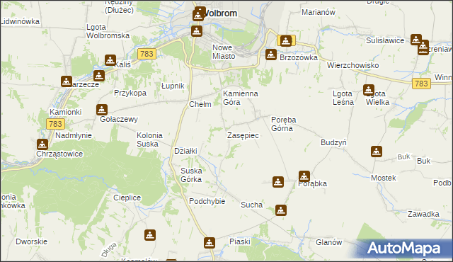 mapa Zasępiec, Zasępiec na mapie Targeo