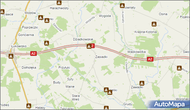 mapa Zasiadki, Zasiadki na mapie Targeo