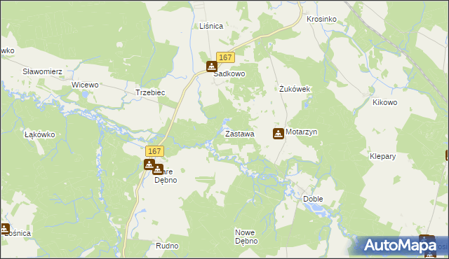 mapa Zastawa, Zastawa na mapie Targeo