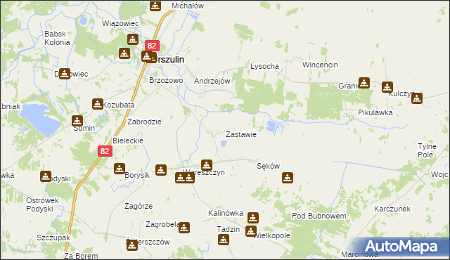 mapa Zastawie gmina Urszulin, Zastawie gmina Urszulin na mapie Targeo