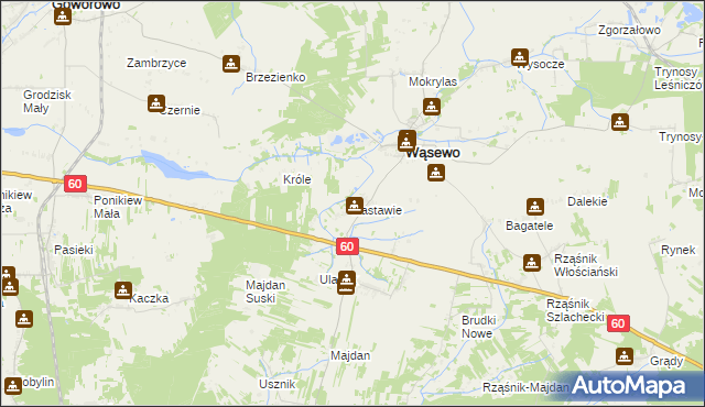 mapa Zastawie gmina Wąsewo, Zastawie gmina Wąsewo na mapie Targeo