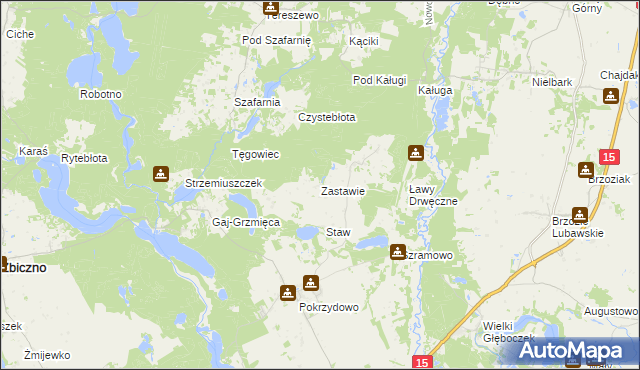 mapa Zastawie gmina Zbiczno, Zastawie gmina Zbiczno na mapie Targeo