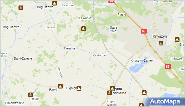 mapa Zastocze gmina Krypno, Zastocze gmina Krypno na mapie Targeo