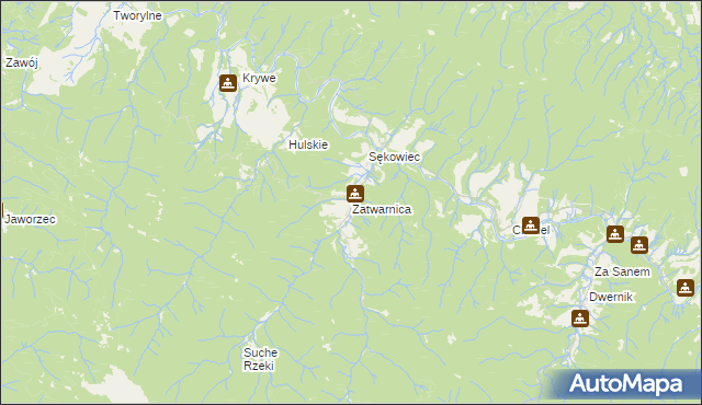 mapa Zatwarnica, Zatwarnica na mapie Targeo