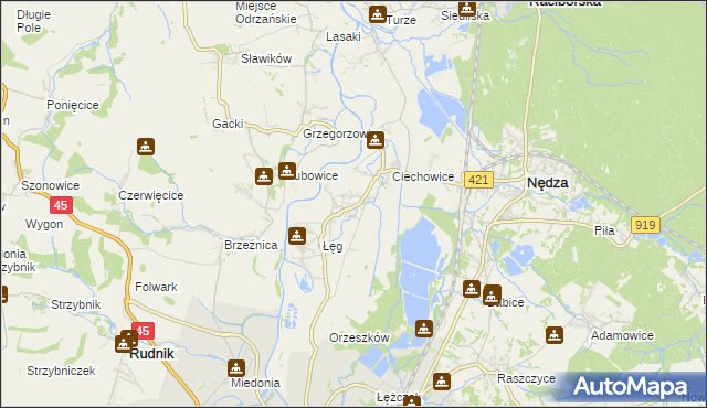 mapa Zawada Książęca, Zawada Książęca na mapie Targeo