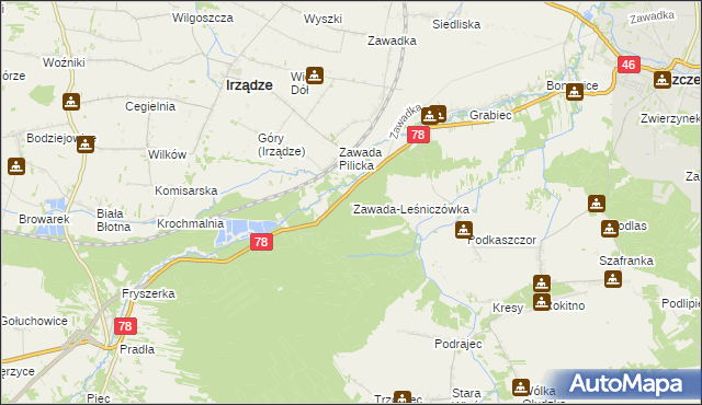 mapa Zawada-Leśniczówka, Zawada-Leśniczówka na mapie Targeo